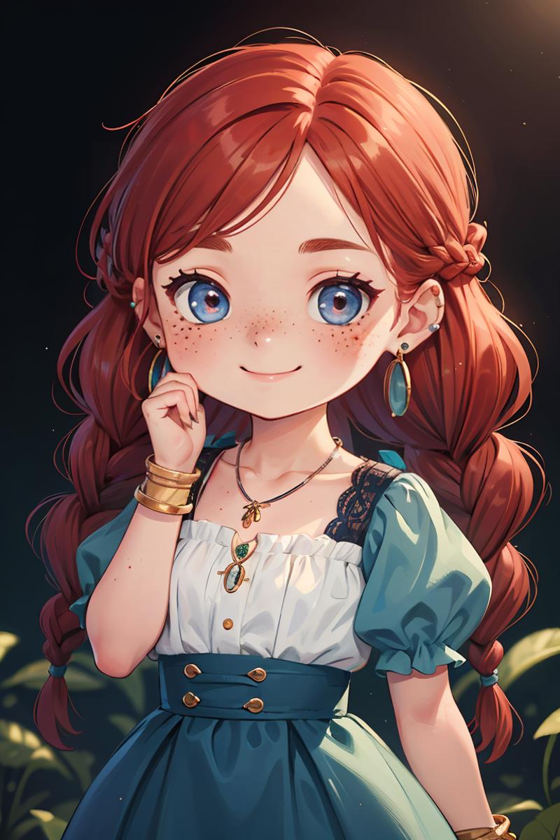 397707-4184065265-(chibi_1.2),  (best quality),((masterpiece)),Concept Art, 1 Girl, Freckles, Solo, Jewelry, Braids, Earrings, Double Braids, Neck.png